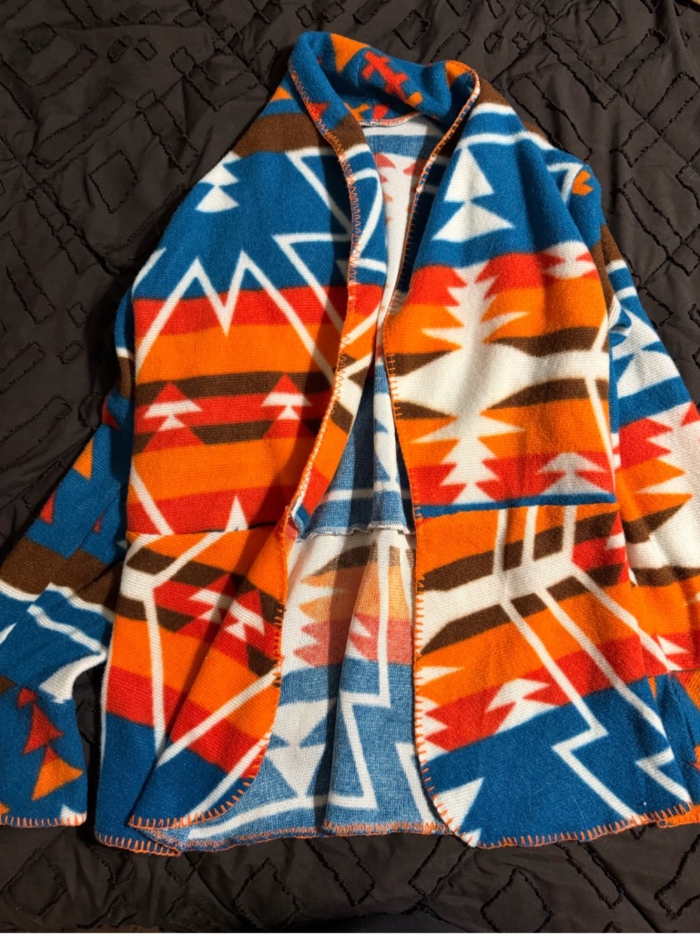 Women's Multicolor Aztec Fleece Open Cardigan Jacket